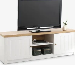 MARKSKELMeuble TV MARKSKEL 2 portes coloris blanc/chêne naturel-JYSK Discount