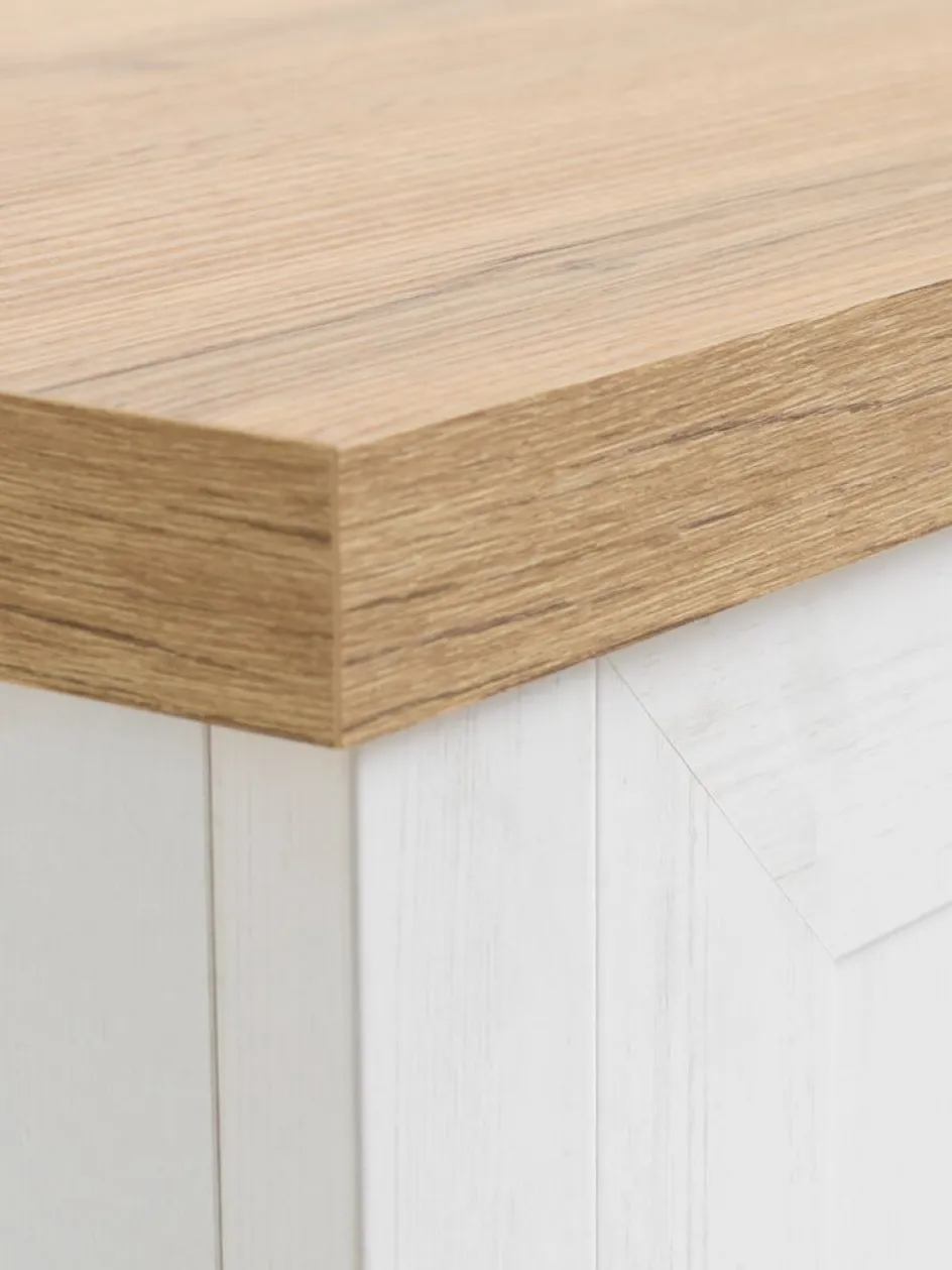 MARKSKELMeuble TV MARKSKEL 2 portes coloris blanc/chêne naturel-JYSK Discount