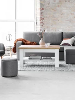 MARKSKELTable basse MARKSKEL 60x110 blanc/coloris chêne naturel-JYSK