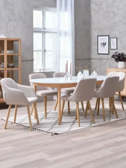 MARSTRAND + ADSLEVMARSTRAND L200/280 table blanc + 4 ADSLEV chaises beige-JYSK Hot