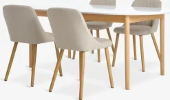 MARSTRAND + ADSLEVMARSTRAND L200/280 table blanc + 4 ADSLEV chaises ss accou.-JYSK Online