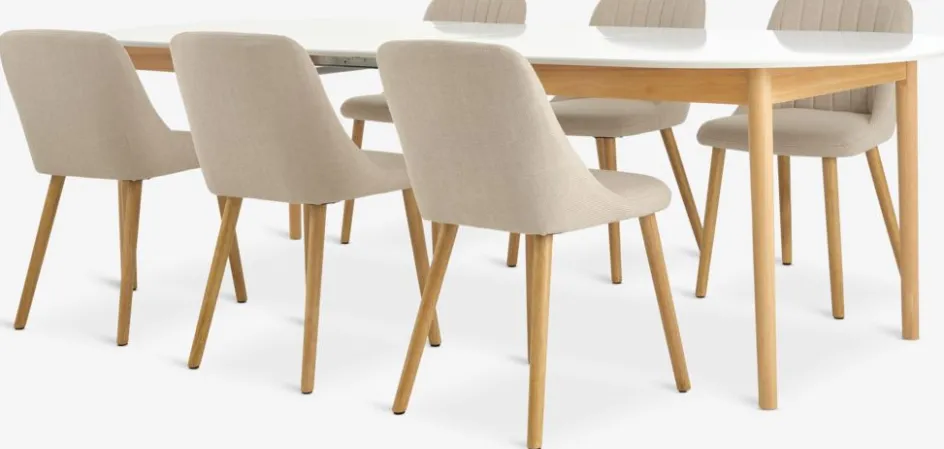 MARSTRAND + ADSLEVMARSTRAND L200/280 table blanc + 4 ADSLEV chaises ss accou.-JYSK Online