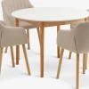 MARSTRAND + ADSLEVMARSTRAND Ø110 table blanc + 4 ADSLEV chaises beige-JYSK Outlet