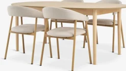 MARSTRAND + EJSINGMARSTRAND L200/280 table col. chêne + 4 EJSING chaises beige-JYSK Sale