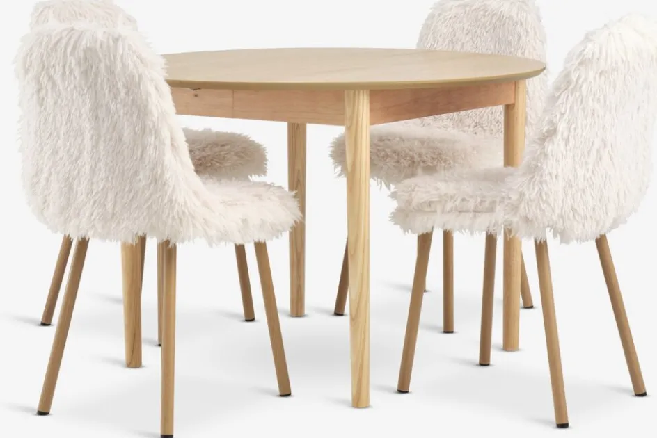 MARSTRAND + JONSTRUPMARSTRAND Ø110 table colo. chêne + 4 JONSTRUP chaises teddy-JYSK Discount