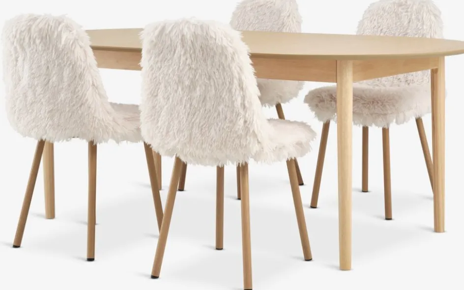MARSTRAND + JONSTRUPMARSTRAND L200/280 table colo.ch. + 4 JONSTRUP chaises teddy-JYSK Sale