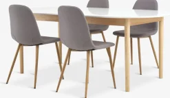 MARSTRAND + JONSTRUPMARSTRAND L200/280 table blanc + 4 JONSTRUP chaises gris-JYSK New