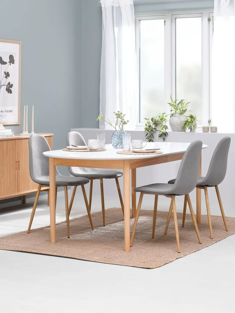 MARSTRAND + JONSTRUPMARSTRAND L200/280 table blanc + 4 JONSTRUP chaises gris-JYSK New