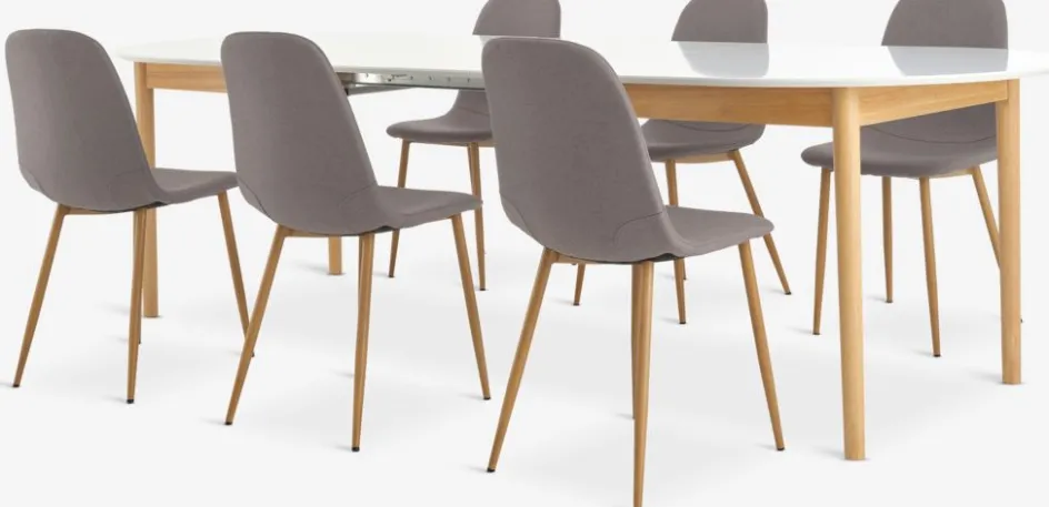 MARSTRAND + JONSTRUPMARSTRAND L200/280 table blanc + 4 JONSTRUP chaises gris-JYSK New