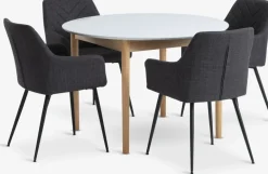 MARSTRAND + PURHUSMARSTRAND Ø110 table blanc + 4 PURHUS chaises gris-JYSK Sale