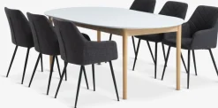 MARSTRAND + PURHUSMARSTRAND Ø110 table blanc + 4 PURHUS chaises gris-JYSK Sale