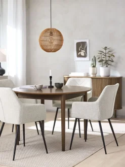 MARSTRAND + PURHUSMARSTRAND Ø110 table colo. chêne f. + 4 PURHUS blanc cassé-JYSK Outlet