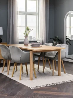 MEJLSKOV + ADSLEVMEJLSKOV L180 table chêne + 4 ADSLEV chaises velours gris-JYSK Best