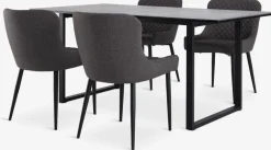 MOSELUND + PEBRINGEMOSELUND L180 table céramique + 4 PEBRINGE chaises gris/noir-JYSK Outlet