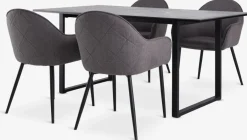 MOSELUND + SABROMOSELUND L180 table céramique + 4 SABRO chaises gris/noir-JYSK Online