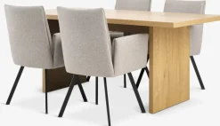 MUNKEBY + GJESINGMUNKEBY L220 table colo chêne + 4 GJESING chaises beige/noir-JYSK New