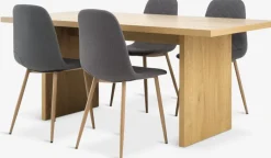 MUNKEBY + JONSTRUPMUNKEBY L180 table colo. chêne + 4 JONSTRUP chaises asphalte-JYSK Clearance