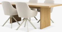 MUNKEBY + ROSTRUPMUNKEBY L220 table colo. chêne + 4 ROSTRUP chaises beige-JYSK Sale