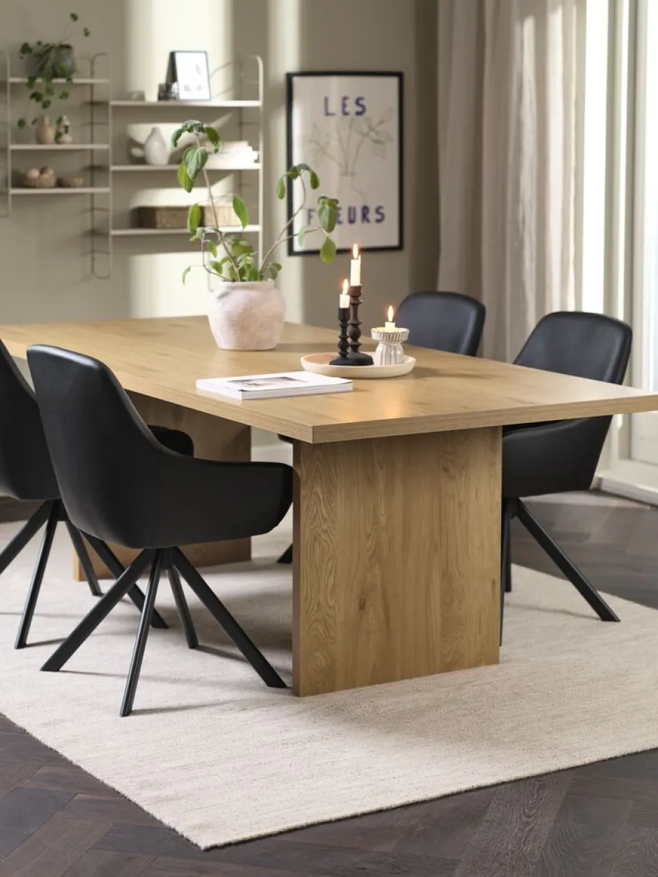 MUNKEBY + ROSTRUPMUNKEBY L220 table colo. chêne + 4 ROSTRUP chaises noir-JYSK Discount
