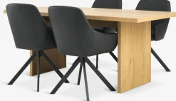 MUNKEBY + ROSTRUPMUNKEBY L180 table coloris chêne + 4 ROSTRUP chaises noir-JYSK