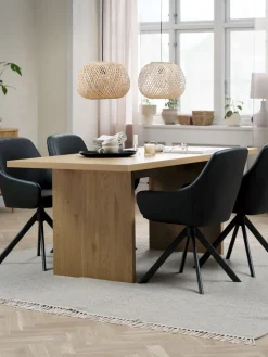 MUNKEBY + ROSTRUPMUNKEBY L180 table coloris chêne + 4 ROSTRUP chaises noir-JYSK