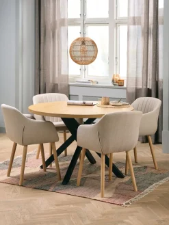 NORTOFT + ADSLEVNORTOFT Ø120 table coloris chêne + 4 ADSLEV chaises beige-JYSK Discount