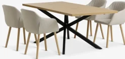 NORTOFT + ADSLEVNORTOFT L200 table coloris chêne + 4 ADSLEV chaises beige-JYSK Best