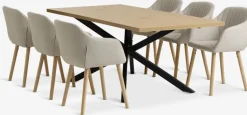 NORTOFT + ADSLEVNORTOFT L200 table coloris chêne + 4 ADSLEV chaises beige-JYSK Best
