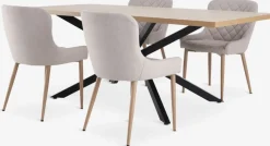 NORTOFT + BELLINGENORTOFT L200 table coloris chêne + 4 BELLINGE chaises sable-JYSK New