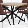 NORTOFT + HYGUMNORTOFT Ø120 table coloris chêne + 4 HYGUM chaises cognac-JYSK Outlet