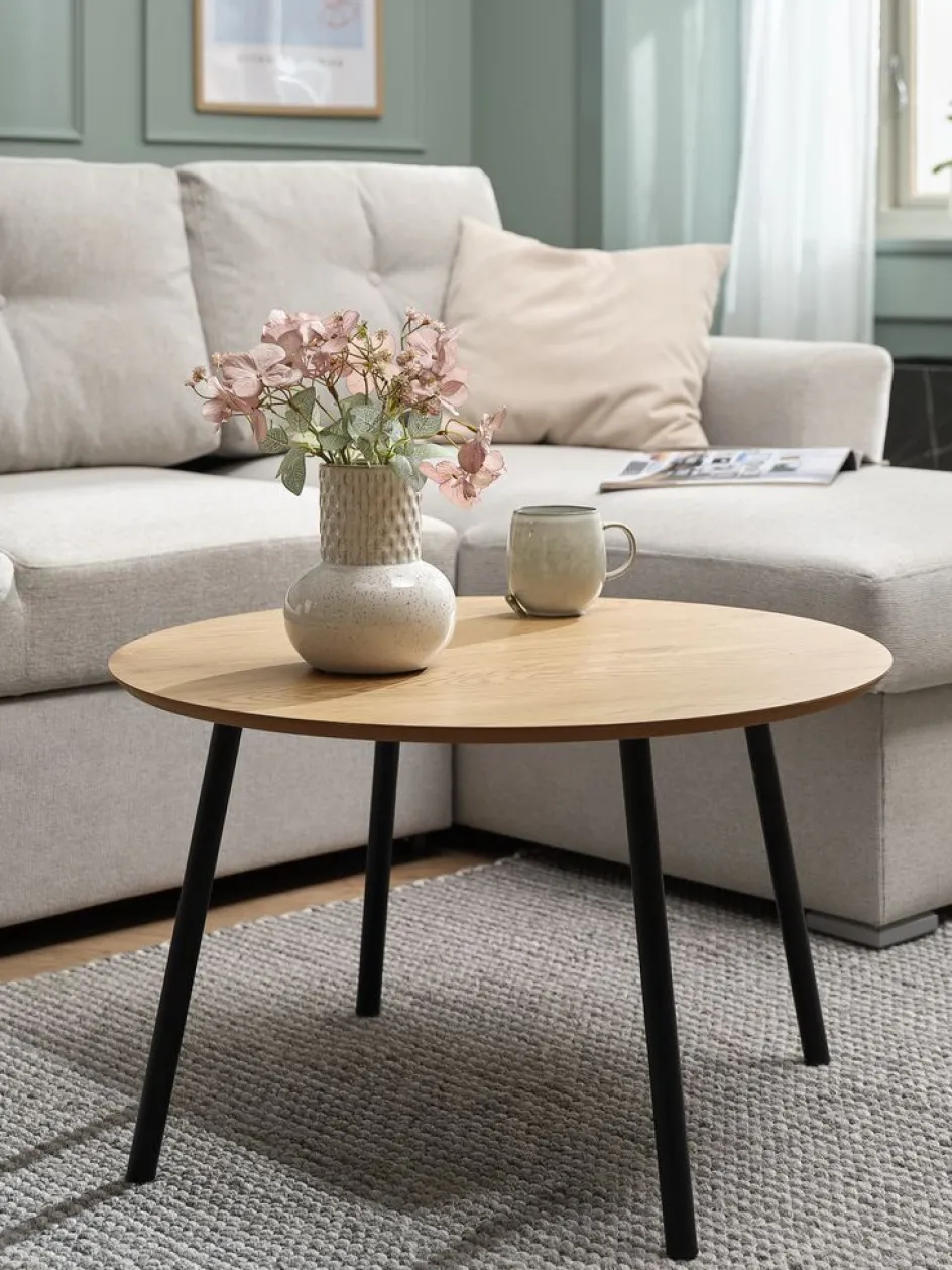 NYBOTable basse NYBO Ø70 coloris chêne chaud/noir-JYSK Discount