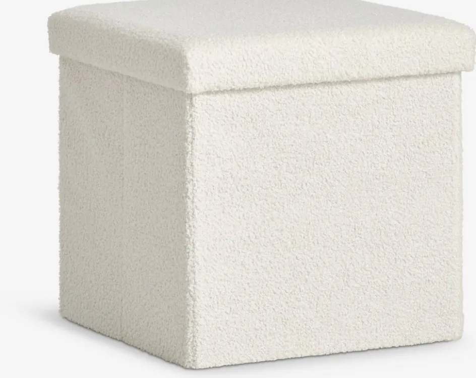 NYSTEDPouf NYSTED 38x38 a/rangement tissu teddy blanc cassé-JYSK Hot