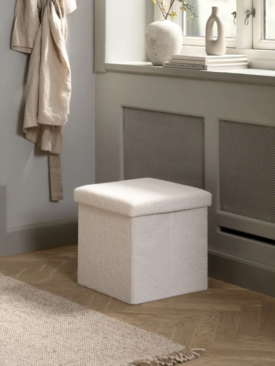 NYSTEDPouf NYSTED 38x38 a/rangement tissu teddy blanc cassé-JYSK Hot