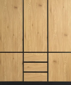 ODENSEArmoire ODENSE 179x210 5 portes 3 tiroirs coloris chêne-JYSK New