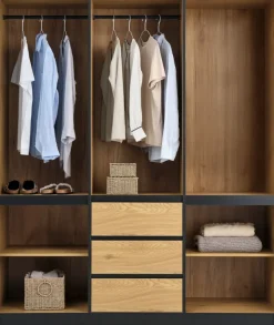 ODENSEArmoire ODENSE 179x210 5 portes 3 tiroirs coloris chêne-JYSK New