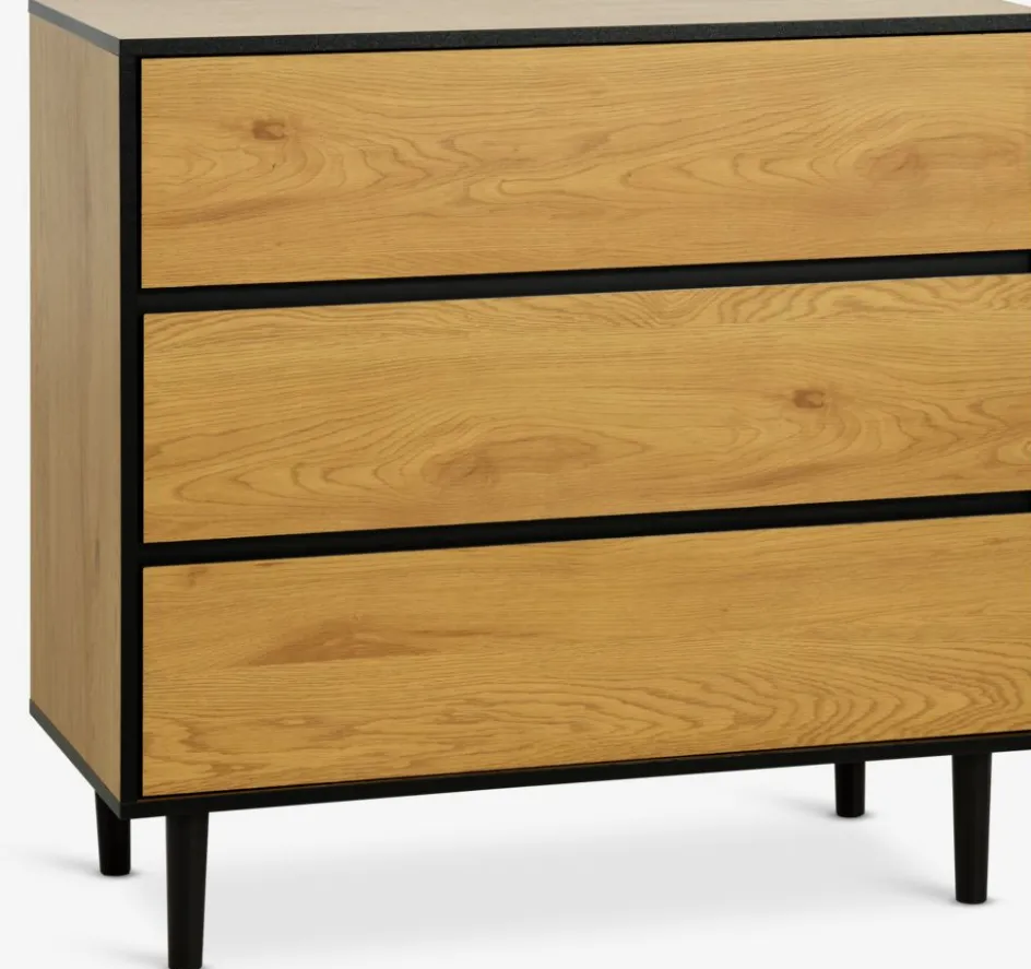 ODENSECommode 3 tiroirs ODENSE coloris chêne chaud/noir-JYSK New