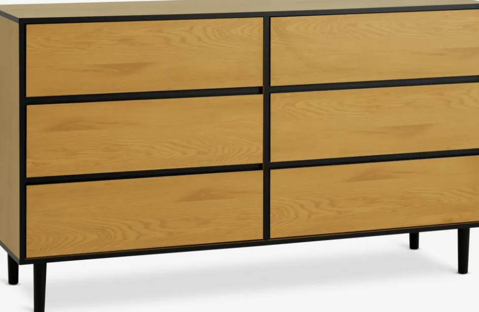 ODENSECommode 3+3 tiroirs ODENSE coloris chêne chaud/noir-JYSK Hot