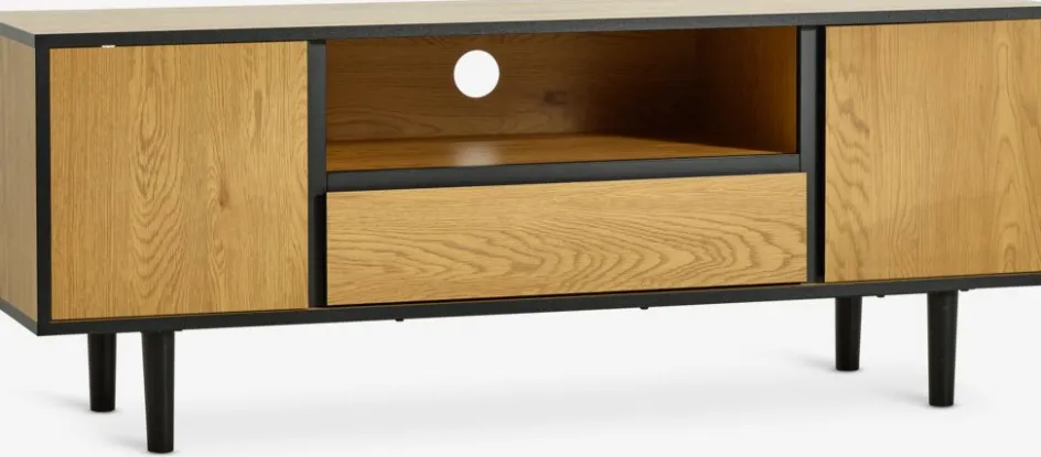 ODENSEMeuble TV ODENSE 2 portes 1 tiroir coloris chêne chaud/noir-JYSK Sale