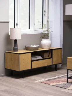 ODENSEMeuble TV ODENSE 2 portes 1 tiroir coloris chêne chaud/noir-JYSK Sale