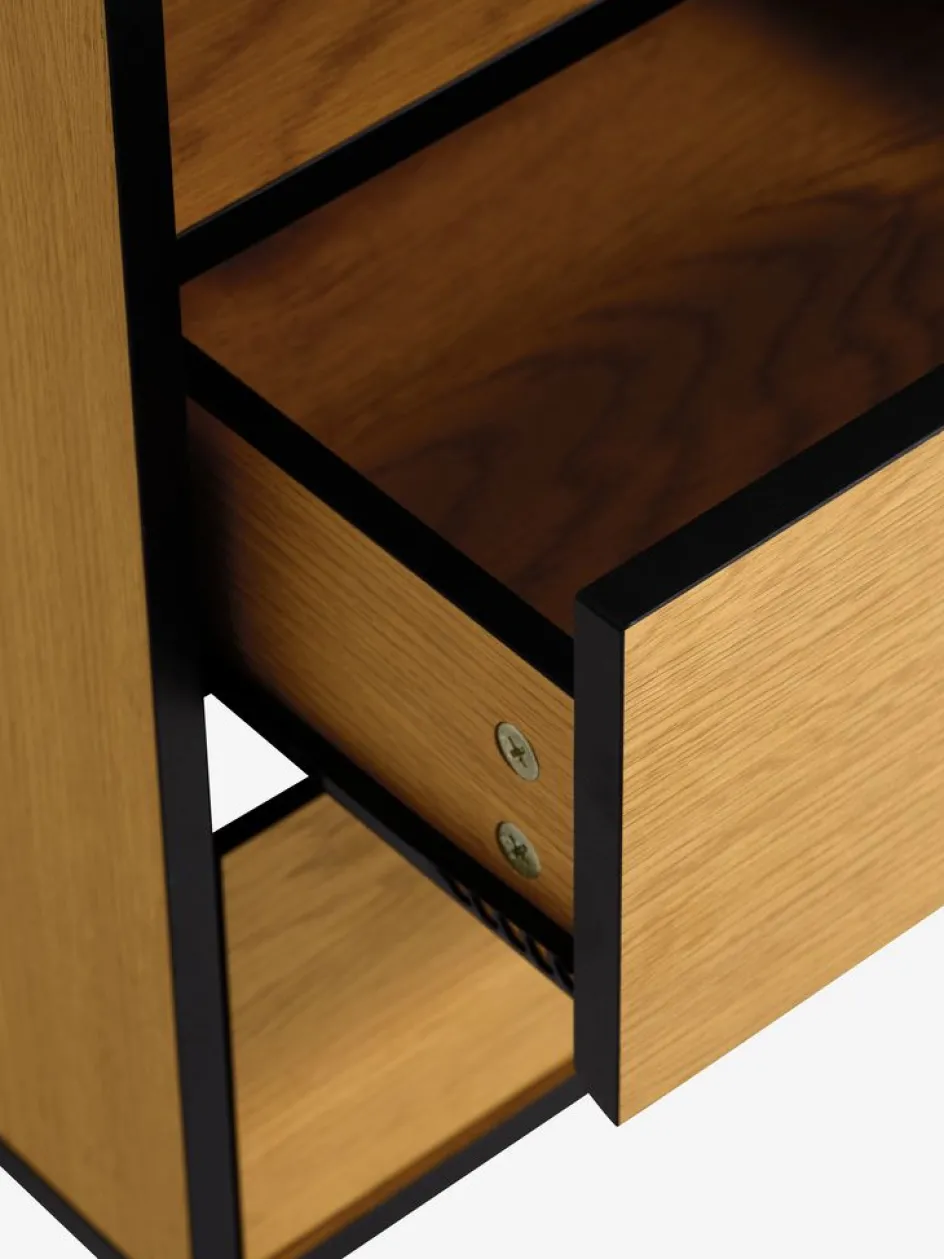 ODENSETable de nuit ODENSE 2 tiroirs coloris chêne chaud/noir-JYSK