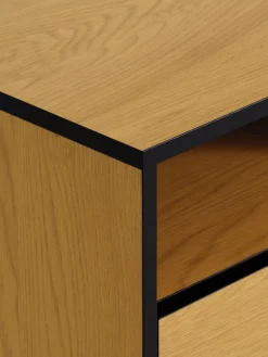 ODENSETable de nuit ODENSE 2 tiroirs coloris chêne chaud/noir-JYSK