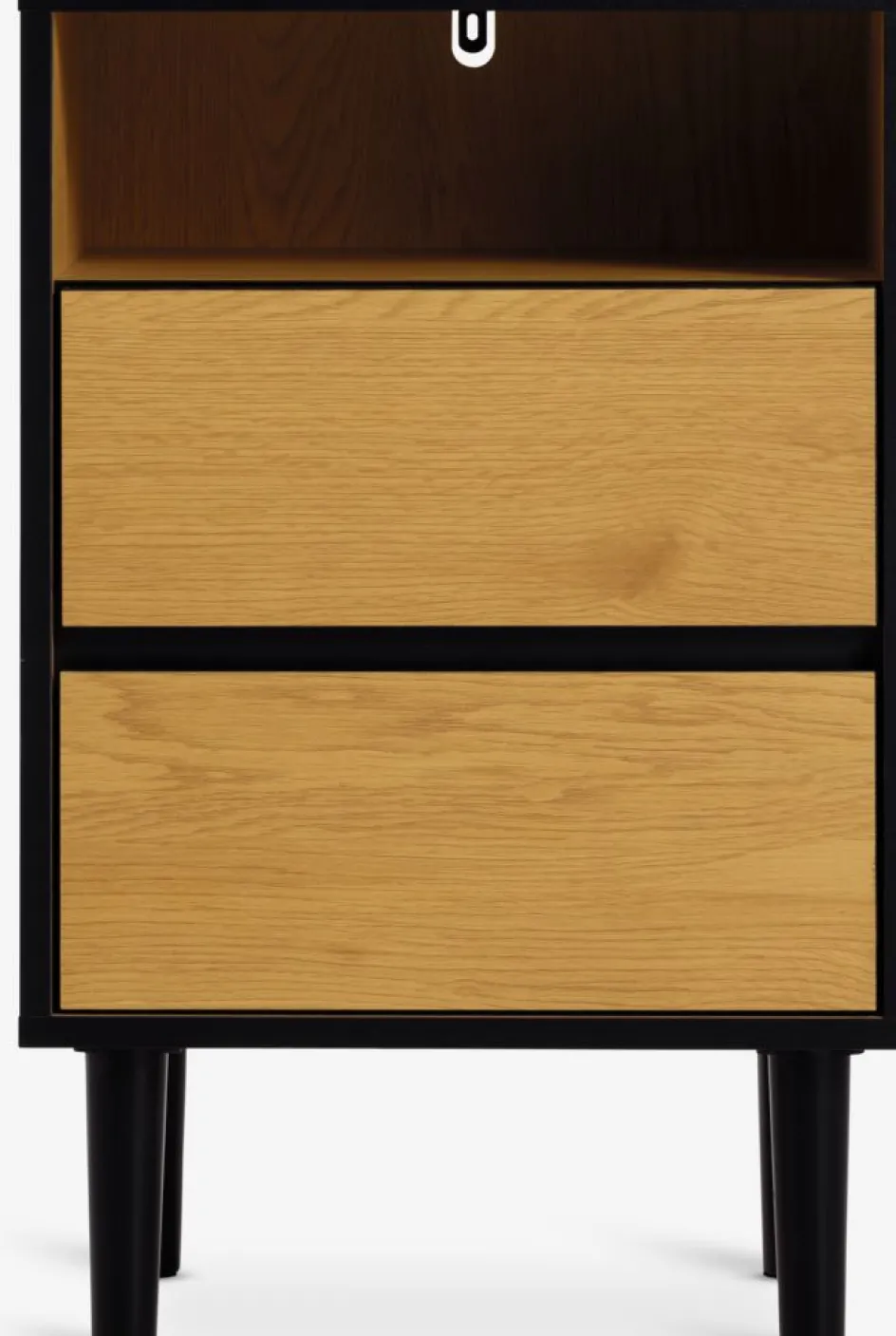 ODENSETable de nuit ODENSE 2 tiroirs coloris chêne chaud/noir-JYSK