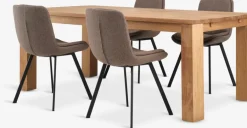OLDE + MELBYOLDE L200 table chêne naturel + 4 MELBY chaises brun clair-JYSK Outlet