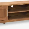 OLDEMeuble TV OLDE 200 cm 2 portes 1 étagère chêne naturel-Royal Oak Best