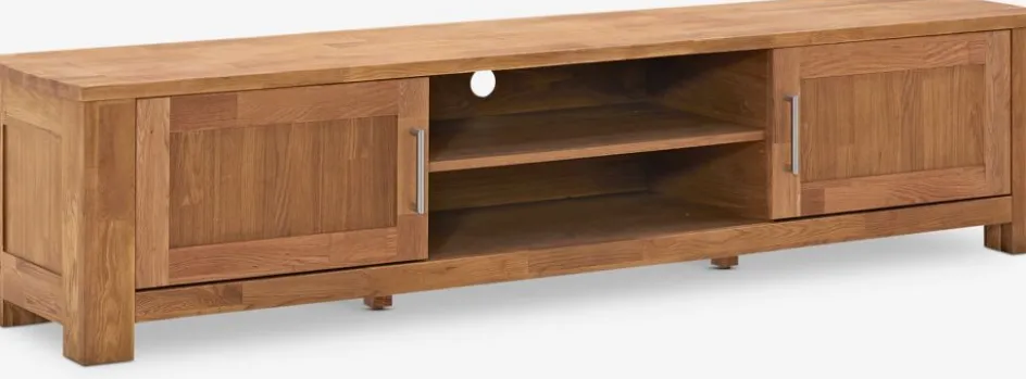 OLDEMeuble TV OLDE 200 cm 2 portes 1 étagère chêne naturel-Royal Oak Best