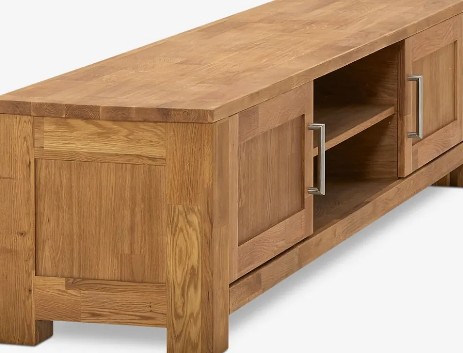 OLDEMeuble TV OLDE 200 cm 2 portes 1 étagère chêne naturel-Royal Oak Best