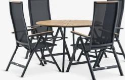 RANGSTRUP + BREDSTENRANGSTRUP Ø110 table naturel/noir + 4 BREDSTEN chaises noir-JUTLANDIA