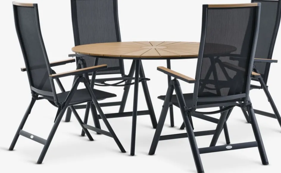 RANGSTRUP + BREDSTENRANGSTRUP Ø130 table naturel/noir + 4 BREDSTEN chaises noir-JUTLANDIA New