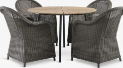 RANGSTRUP + GAMMELBYRANGSTRUP Ø110 table naturel + GAMMELBY chaises gris-JUTLANDIA