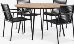 RANGSTRUP + NABERANGSTRUP Ø130 table naturel/noir + 4 NABE chaises noir-JUTLANDIA